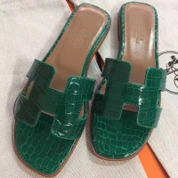 Replica Handbag Store Green Crocodile Oran Sandals
