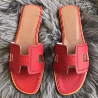 Replica Handbag Store Oran Perforated Sandals In Red Epsom Leather Replica Handbag Store Oran Perforated Sandals In Red Epsom Leather