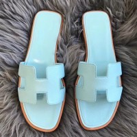 Replica Handbag Store Oran Sandals In Blue Atoll Epsom Leather Replica Handbag Store Oran Sandals In Blue Atoll Epsom Leather