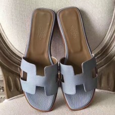 Replica Handbag Store Oran Sandals In Blue Lin Epsom Leather