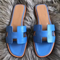 Replica Handbag Store Oran Sandals In Blue Swift Leather