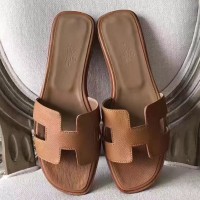 Replica Handbag Store Oran Sandals In Brown Epsom Leather