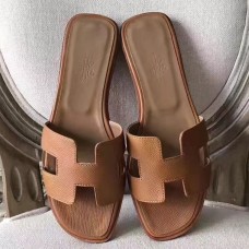 Replica Handbag Store Oran Sandals In Brown Epsom Leather