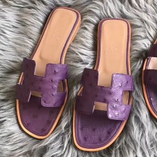 Replica Handbag Store Oran Sandals In Purple Ostrich Leather Replica Handbag Store Oran Sandals In Purple Ostrich Leather