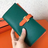 Replica Handbag Store Bi-Color Epsom Bearn Wallet Malachite/Orange