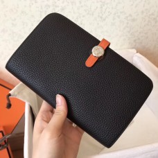 Replica Handbag Store Bicolor Dogon Duo Wallet In Black/Orange Leather Replica Handbag Store Bicolor Dogon Duo Wallet In Black/Orange Leather