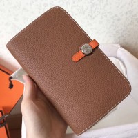 Replica Handbag Store Bicolor Dogon Duo Wallet In Brown/Orange Leather