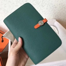 Replica Handbag Store Bicolor Dogon Duo Wallet In Malachite/Orange Leather Replica Handbag Store Bicolor Dogon Duo Wallet In Malachite/Orange Leather