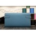 Replica Handbag Store Kelly Longue Wallet In Jean Blue Clemence Leather