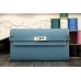 Replica Handbag Store Kelly Longue Wallet In Jean Blue Clemence Leather