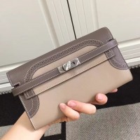 Replica Handbag Store Bicolor Kelly Ghillies Wallet In Beige Swift Leather