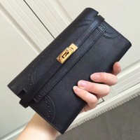 Replica Handbag Store Kelly Ghillies Wallet In Black Swift Leather