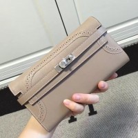 Replica Handbag Store Kelly Ghillies Wallet In Grey Swift Leather