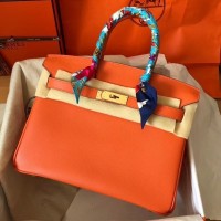 Replica Handbag Store Orange Birkin 30cm 35cm Epsom Handmade Bag