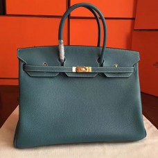 Replica Handbag Store Birkin 40 Handmade Bag In Blue Jean Clemence Leather