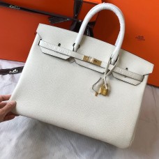 Replica Handbag Store Birkin 40 Handmade Bag In White Clemence Leather