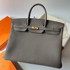Replica Handbag Store Birkin 40 Retourne Handmade Bag In Etain Clemence Leather