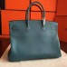 Replica Handbag Store Birkin 40 Handmade Bag In Blue Jean Clemence Leather