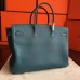 Replica Handbag Store Birkin 40 Handmade Bag In Blue Jean Clemence Leather