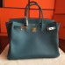 Replica Handbag Store Birkin 40 Handmade Bag In Blue Jean Clemence Leather