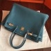 Replica Handbag Store Birkin 40 Handmade Bag In Blue Jean Clemence Leather