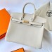 Replica Handbag Store Birkin 25 Retourne Handmade Bag In Craie Clemence Leather Replica Handbag Store Birkin 25 Retourne Handmade Bag In Craie Clemence Leather