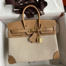 Replica Handbag Store Birkin 25 Handmade Bag In Toile & Chai Epsom Leather Replica Handbag Store Birkin 25 Handmade Bag In Toile & Chai Epsom Leather