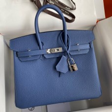 Replica Handbag Store Birkin 25 Retourne Handmade Bag In Blue Agate Epsom Calfskin Replica Handbag Store Birkin 25 Retourne Handmade Bag In Blue Agate Epsom Calfskin