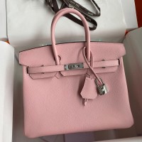 Replica Handbag Store Birkin 25 Retourne Handmade Bag In Rose Sakura Epsom Calfskin