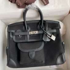 Replica Handbag Store Birkin Cargo 25 Bag in Black Toile and Swift Leather Replica Handbag Store Birkin Cargo 25 Bag in Black Toile and Swift Leather