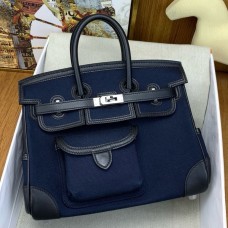 Replica Handbag Store Birkin Cargo 25 Bag in Blue Toile and Black Swift Leather Replica Handbag Store Birkin Cargo 25 Bag in Blue Toile and Black Swift Leather