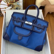 Replica Handbag Store Birkin Cargo 25 Bag in Blue Toile and Navy Blue Swift Leather Replica Handbag Store Birkin Cargo 25 Bag in Blue Toile and Navy Blue Swift Leather