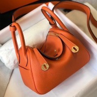 Replica Handbag Store Mini Lindy Bag In Orange Clemence Leather