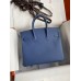 Replica Handbag Store Birkin 25 Retourne Handmade Bag In Blue Agate Epsom Calfskin