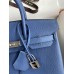 Replica Handbag Store Birkin 25 Retourne Handmade Bag In Blue Agate Epsom Calfskin