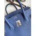 Replica Handbag Store Birkin 25 Retourne Handmade Bag In Blue Agate Epsom Calfskin