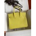 Replica Handbag Store Birkin 25 Retourne Handmade Bag In Lime Epsom Calfskin