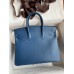 Replica Handbag Store Birkin 25 Retourne Handmade Bag In Deep Blue Swift Calfskin