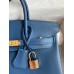 Replica Handbag Store Birkin 25 Retourne Handmade Bag In Deep Blue Swift Calfskin