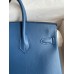 Replica Handbag Store Birkin 25 Retourne Handmade Bag In Deep Blue Swift Calfskin