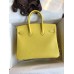 Replica Handbag Store Birkin 25 Retourne Handmade Bag In Lime Swift Calfskin