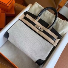 Replica Handbag Store Birkin 30 Handmade Bag In Toile & Black Swift Leather Replica Handbag Store Birkin 30 Handmade Bag In Toile & Black Swift Leather