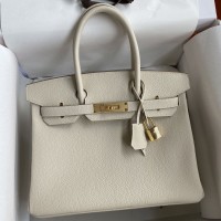 Replica Handbag Store Birkin 30CM Retourne Handmade Bag In Craie Clemence Leather