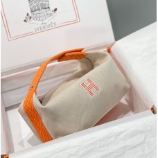 Replica Handbag Store Bride-a-Brac Large Case in Ecru Canvas with Orange Zigzag Motifs