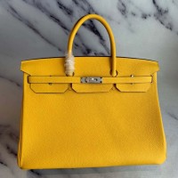 Replica Handbag Store Birkin 40 Handmade Bag In Yellow Clemence Leather Replica Handbag Store Birkin 40 Handmade Bag In Yellow Clemence Leather