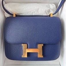 Replica Handbag Store Epsom Constance 24cm Navy Blue Handmade Bag