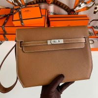 Replica Handbag Store Kelly Depeches 25 Pouch in Gold Epsom Calfskin