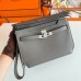 Replica Handbag Store Kelly Depeches 25 Pouch in Etain Epsom Calfskin