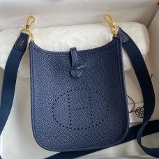 Replica Handbag Store Evelyne Mini Handmade Bag in Blue Saphir Clemence Leather