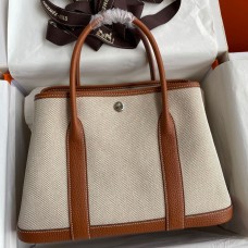 Replica Handbag Store Garden Party 30 Handmade Bag in Toile and Gold Leather